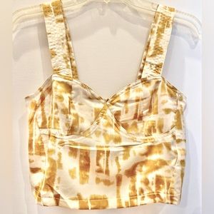 NWT Rose and Olive Silky Tie Dye Crop Bustier Top